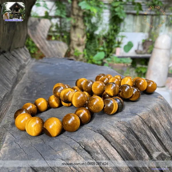 Vòng tay đá mắt hổ vàng nâu 16ly - Vòng tròn năng lượng tích cực