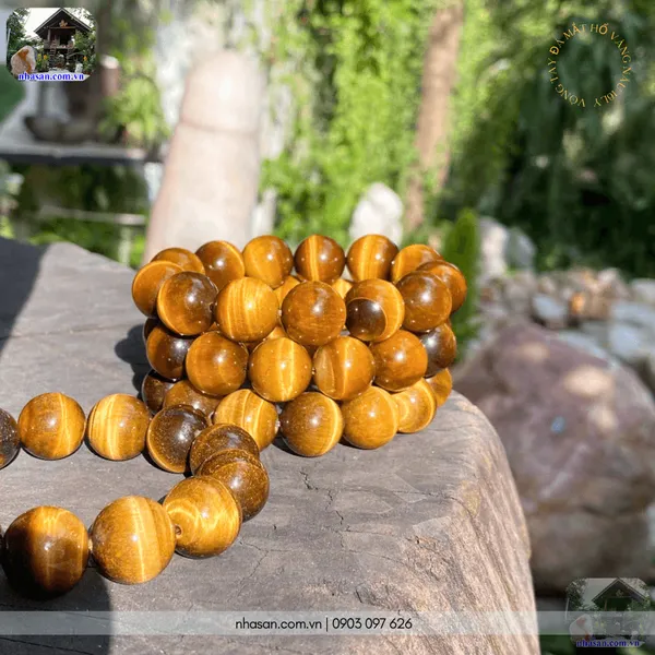 Vòng tay đá mắt hổ vàng nâu 16ly - Vòng tròn năng lượng tích cực