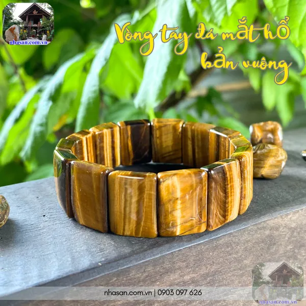 Vòng tay đá mắt hổ bản vuông 20ly (mm) - Biểu tượng của sự tự tin, quyết đoán và thành công