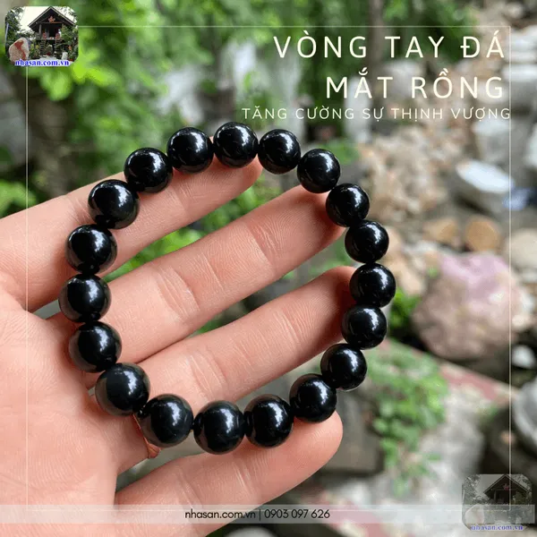 Vòng tay đá mắt rồng đen 8ly, 10ly, 12ly, 14ly, 16ly hộ mệnh giúp thu hút tài lộc, bình an