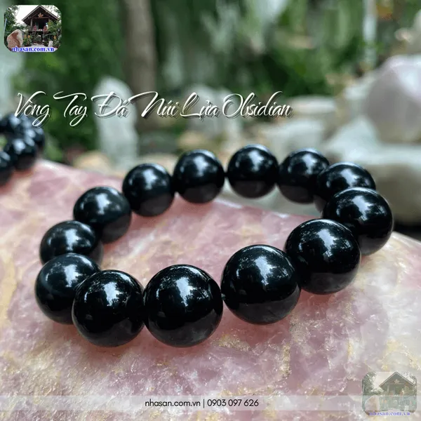 Vòng tay đá núi lửa obsidian 16ly