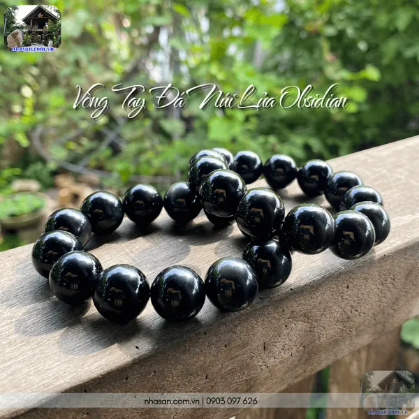 Vòng tay đá núi lửa obsidian 16ly