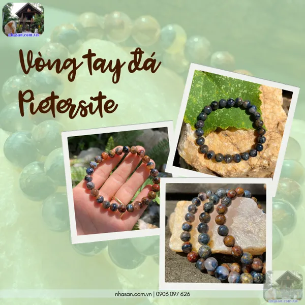 Vòng tay đá pietersite, đá giông bão 7.5ly, 8ly