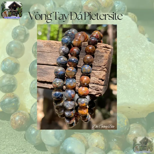 Vòng tay đá pietersite, đá giông bão 7.5ly, 8ly