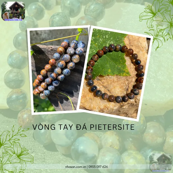 Vòng tay đá pietersite, đá giông bão 7.5ly, 8ly
