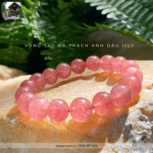 Vòng tay đá thạch anh dâu 11ly