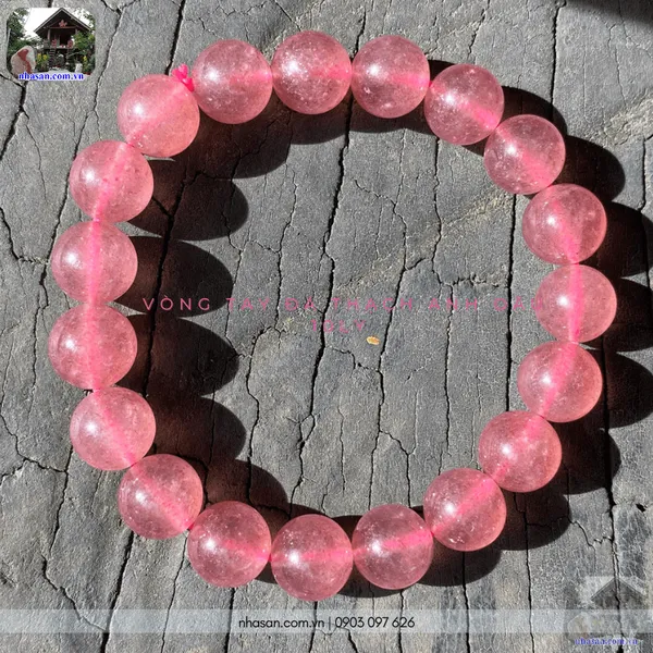 Vòng tay đá thạch anh dâu 10ly