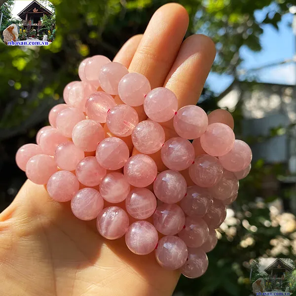Vòng Tay Đá Thạch Anh Hồng 12 Ly