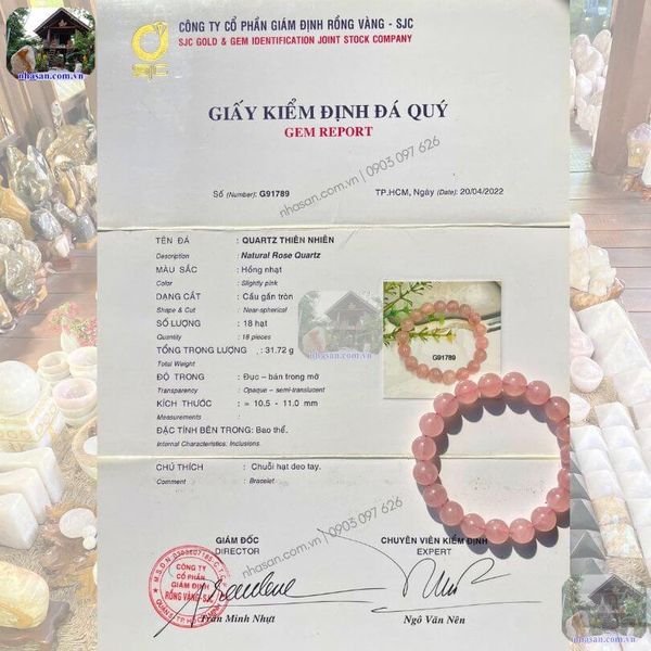 Vòng tay đá thạch anh hồng