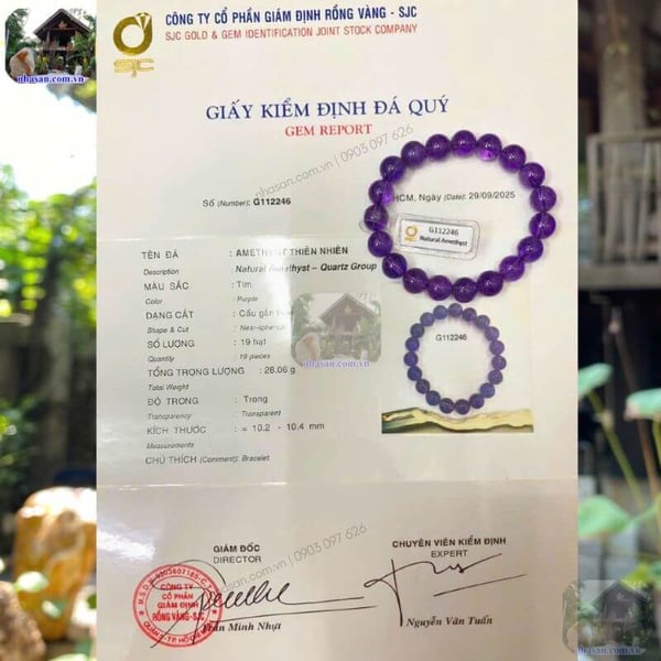 Vòng tay đá thạch anh tím 12 ly