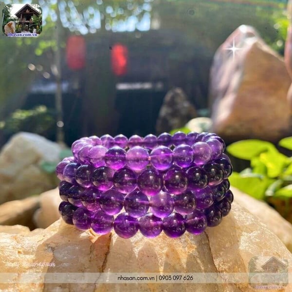 Vòng tay đá thạch anh tím 8ly