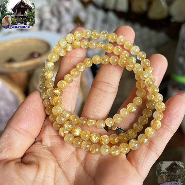Vòng tay thạch anh tóc vàng 3 quấn