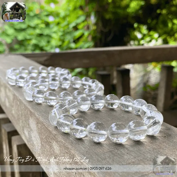 Vòng Tay Đá Thạch Anh Trắng 12 Ly