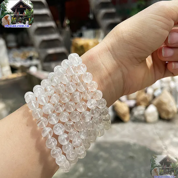 Vòng tay thạch anh trắng 8ly 