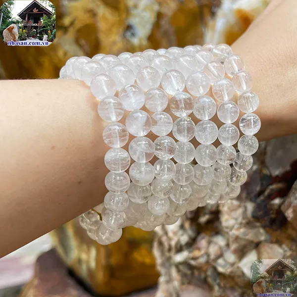 Vòng tay thạch anh trắng 8ly 