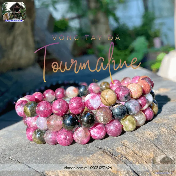 Vòng tay đá tourmaline 8ly