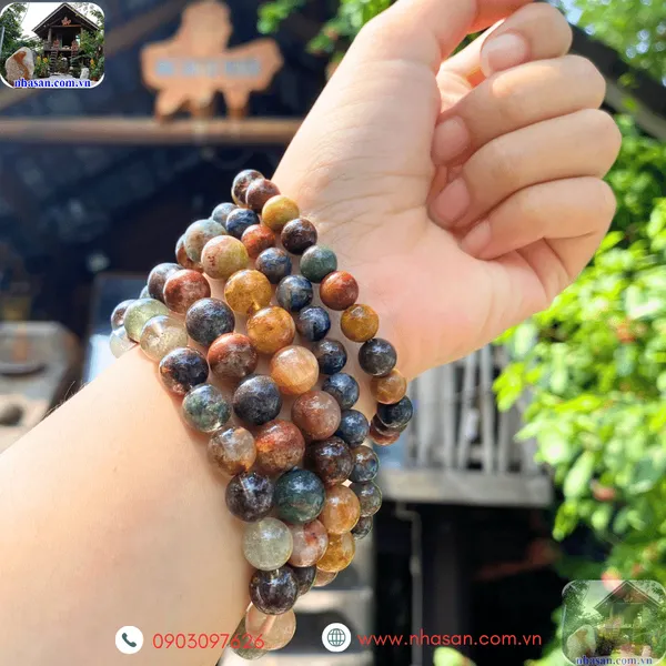 Vòng tay đá ưu linh ngũ sắc 8ly, 10ly