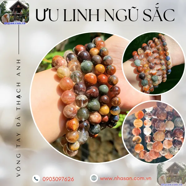 Vòng tay đá ưu linh ngũ sắc 8ly, 10ly