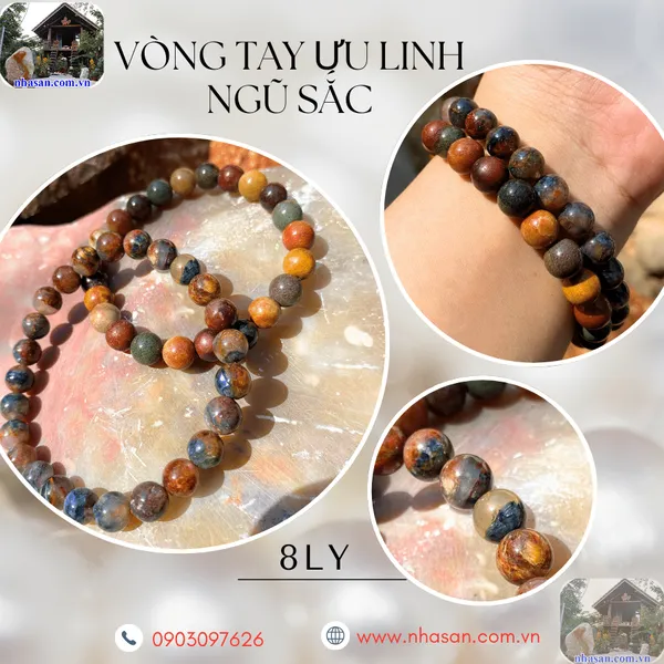 Vòng tay đá ưu linh ngũ sắc 8ly, 10ly