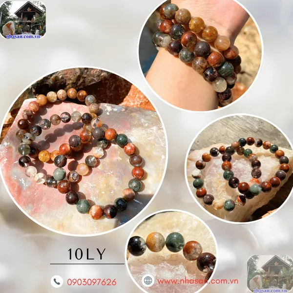 Vòng tay đá ưu linh ngũ sắc 8ly, 10ly