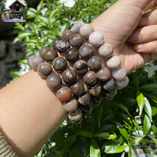 Vòng tay gỗ hóa thạch 12ly tự nhiên - Tránh tà khí, đón nhận bình an