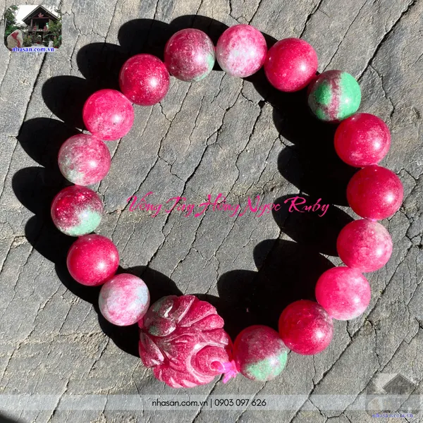 Vòng tay hồng ngọc Ruby 10ly mix hồ ly - Khai vận tình duyên và chiêu tài lộc