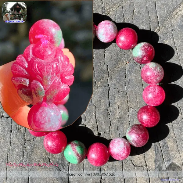 Vòng tay hồng ngọc Ruby 10ly mix hồ ly - Khai vận tình duyên và chiêu tài lộc