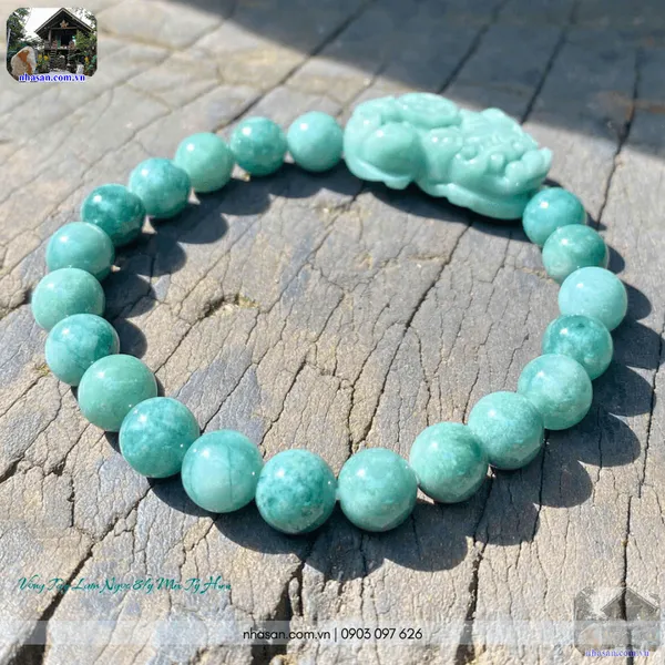 Vòng tay lam ngọc 8ly mix tỳ hưu