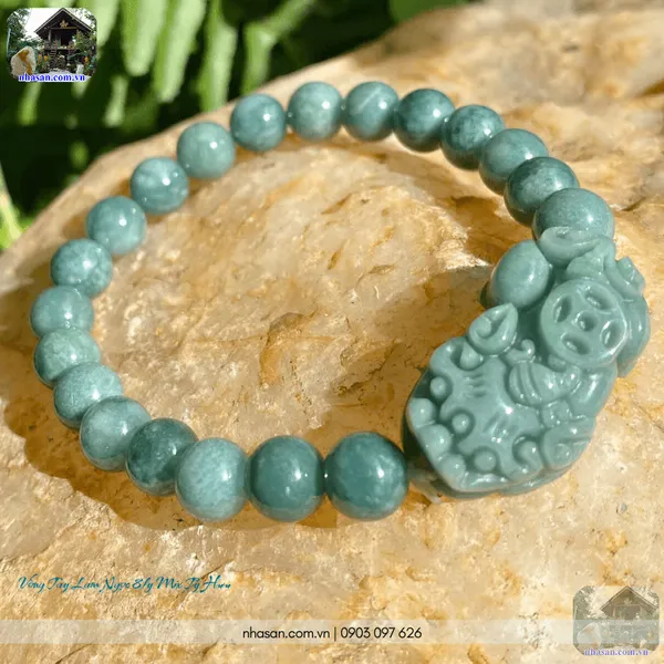 Vòng tay lam ngọc 8ly mix tỳ hưu