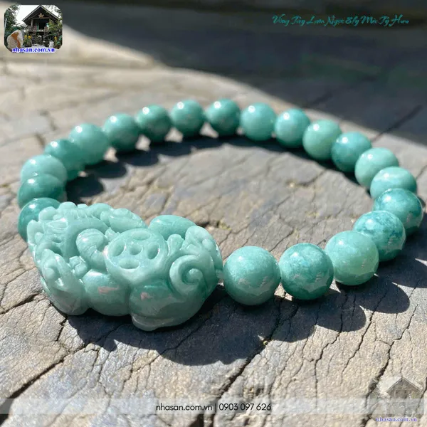 Vòng tay lam ngọc 8ly mix tỳ hưu