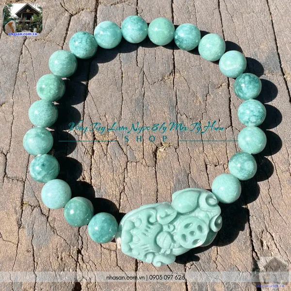 Vòng tay lam ngọc 8ly mix tỳ hưu