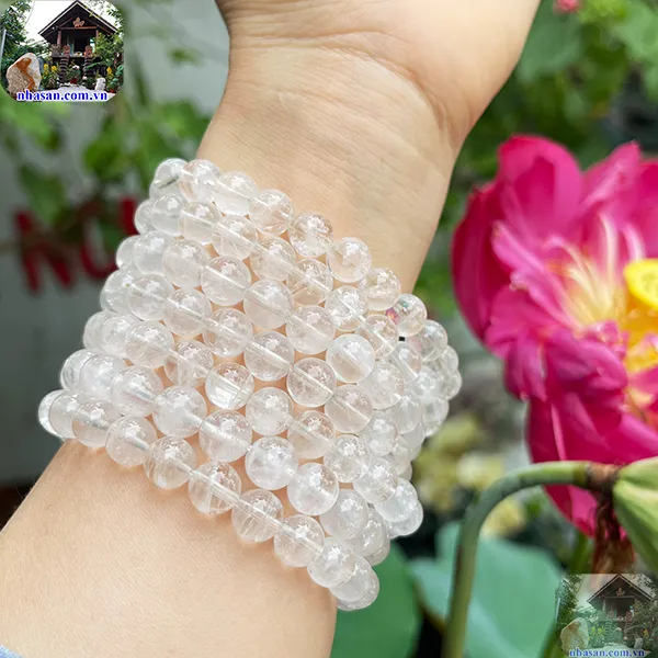 Vòng tay thạch anh trắng 8ly 