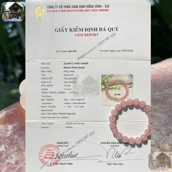 Vòng tay thạch anh hồng 14ly - Biểu tượng của tình yêu vĩnh cửu