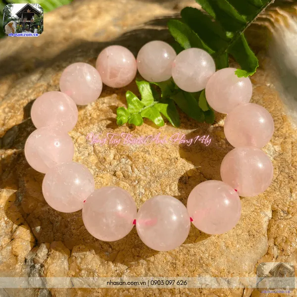 Vòng tay thạch anh hồng 14ly - Biểu tượng của tình yêu vĩnh cửu