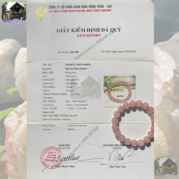 Vòng tay thạch anh hồng 16ly