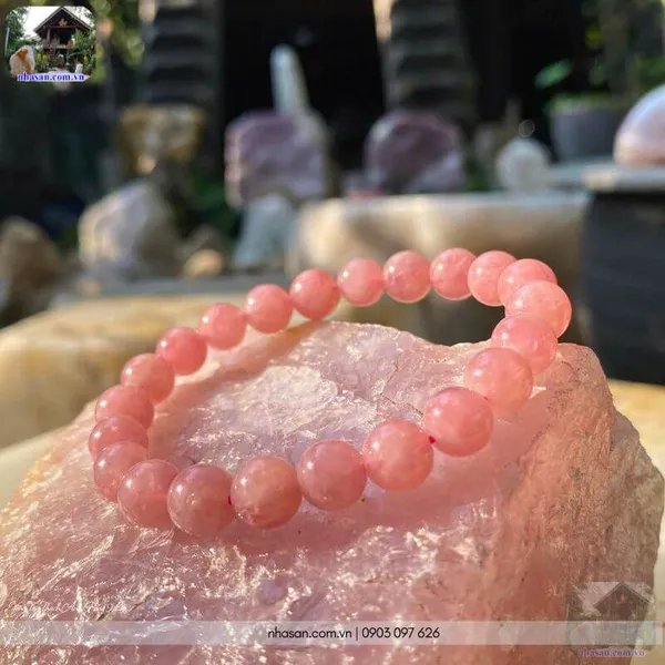 Vòng tay thạch anh hồng 9ly (hồng đậm VIP)
