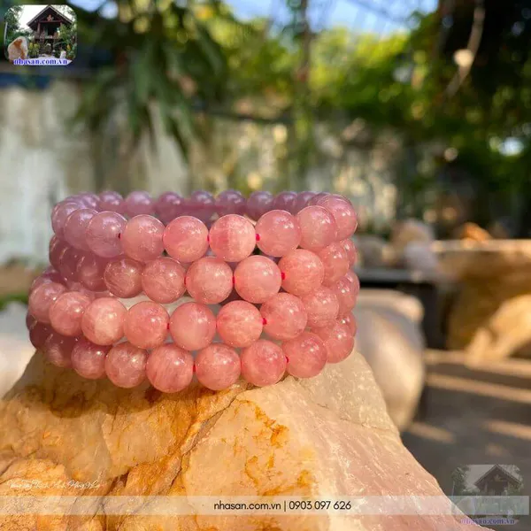 Vòng tay thạch anh hồng 9ly (hồng đậm VIP)