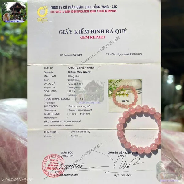 Vòng thạch anh hồng đậm 12ly