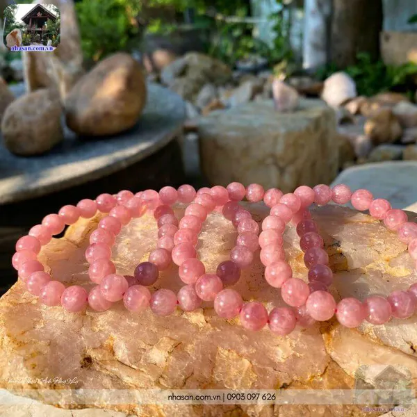 Vòng tay thạch anh hồng 9ly (hồng đậm VIP)