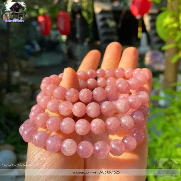 Vòng tay thạch anh hồng 9ly (hồng đậm VIP)