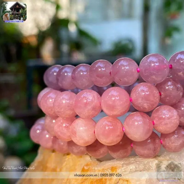Vòng tay thạch anh hồng 9ly (hồng đậm VIP)