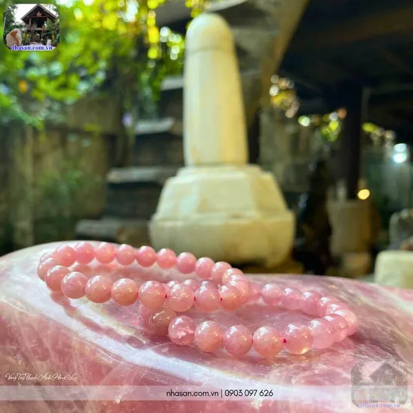 Vòng tay thạch anh hồng 9ly (hồng đậm VIP)