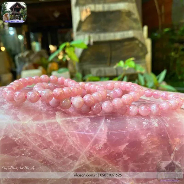 Vòng tay thạch anh hồng 9ly (hồng đậm VIP)