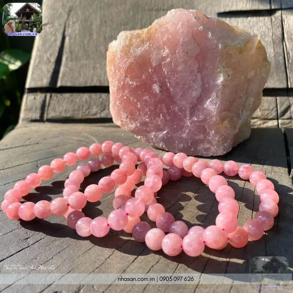 Vòng tay thạch anh hồng 9ly (hồng đậm VIP)