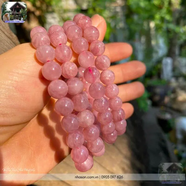 Vòng tay thạch anh hồng 9ly (hồng đậm VIP)