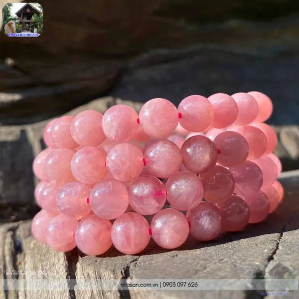 Vòng tay thạch anh hồng 9ly (hồng đậm VIP)