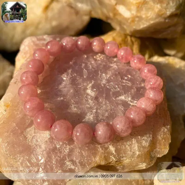 Vòng tay thạch anh hồng 9ly (hồng đậm VIP)