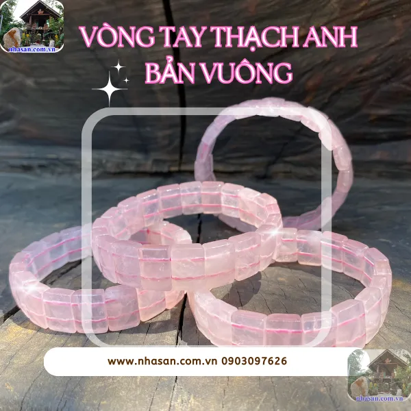 Vòng tay thạch anh hồng bản vuông - Bí quyết thu hút tình yêu và may mắn