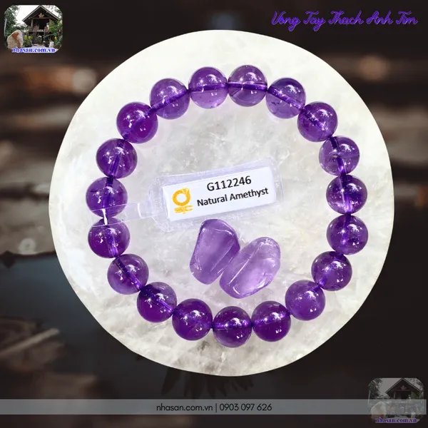 Vòng tay thạch anh tím 10ly tự nhiên - Biểu tượng của trí tuệ, bình an và năng lượng tích cực