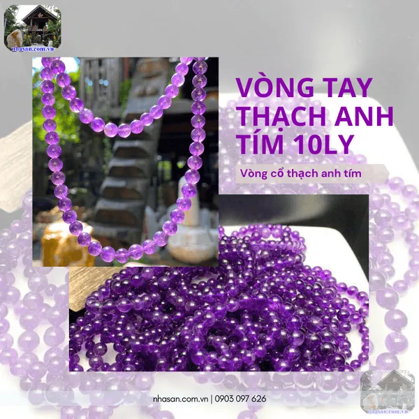 Vòng tay thạch anh tím 10ly tự nhiên - Biểu tượng của trí tuệ, bình an và năng lượng tích cực